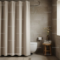 Serene Modern Bathroom with Beige Tiles and Minimalist Decor
