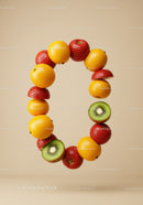 Creative number zero made of assorted fresh fruits