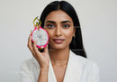 Young Woman with Dragon Fruit Close-Up for Wellness and Beauty