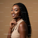 Elegant African American Woman with Curly Hair and Radiant Smile