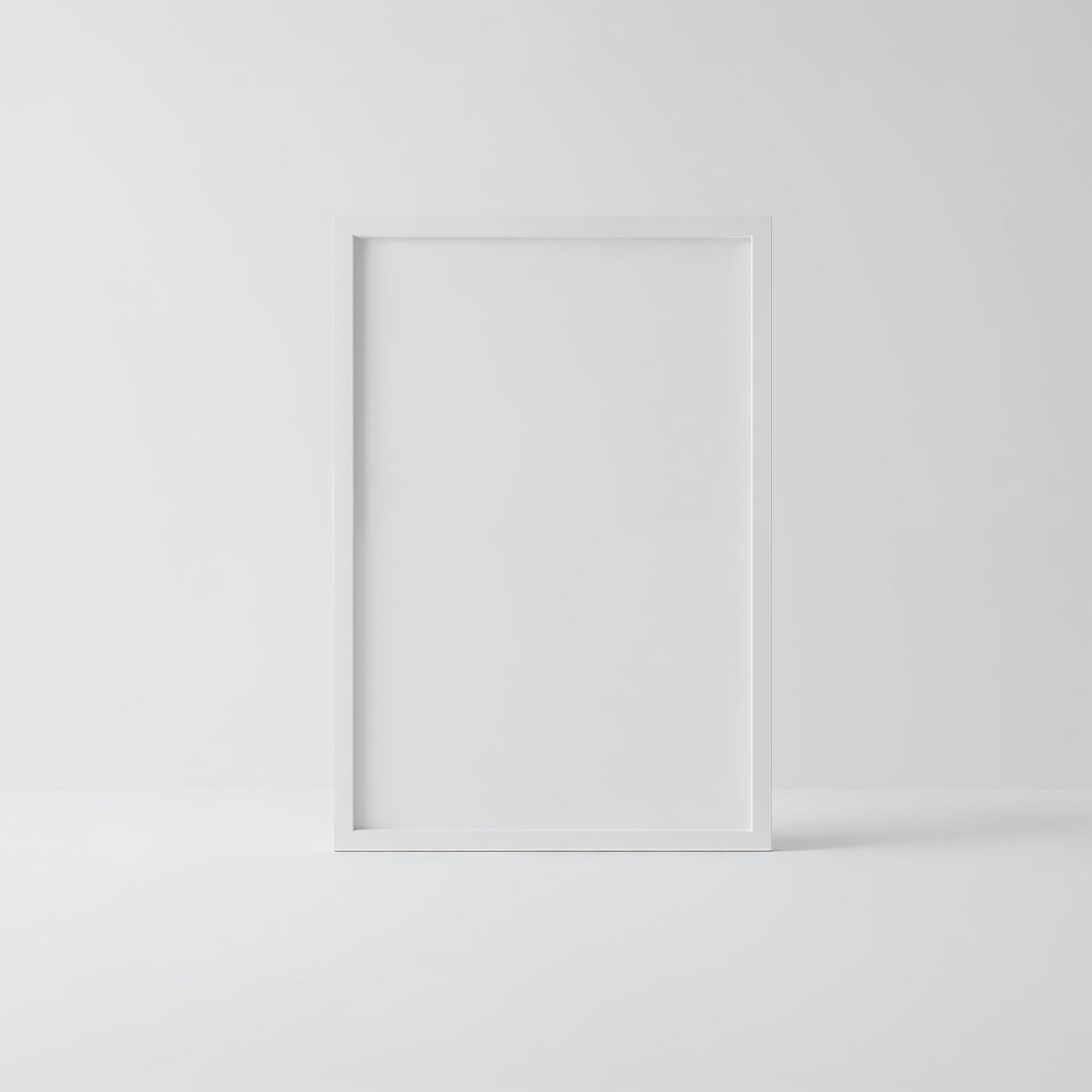 Minimalist White Empty Frame on White Background