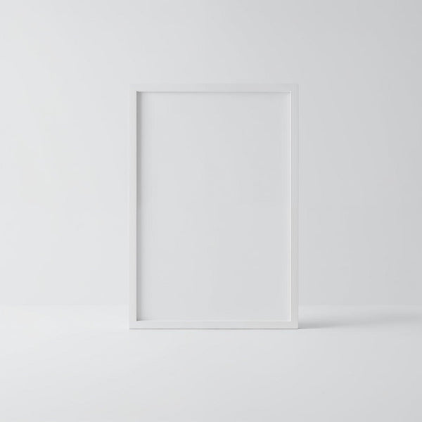 Minimalist White Empty Frame on White Background JPG Mockup Image