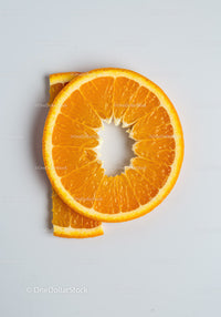 Fresh orange slices arranged on white background
