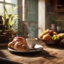 Rustic Breakfast with Croissants Coffee and Fresh Fruit
