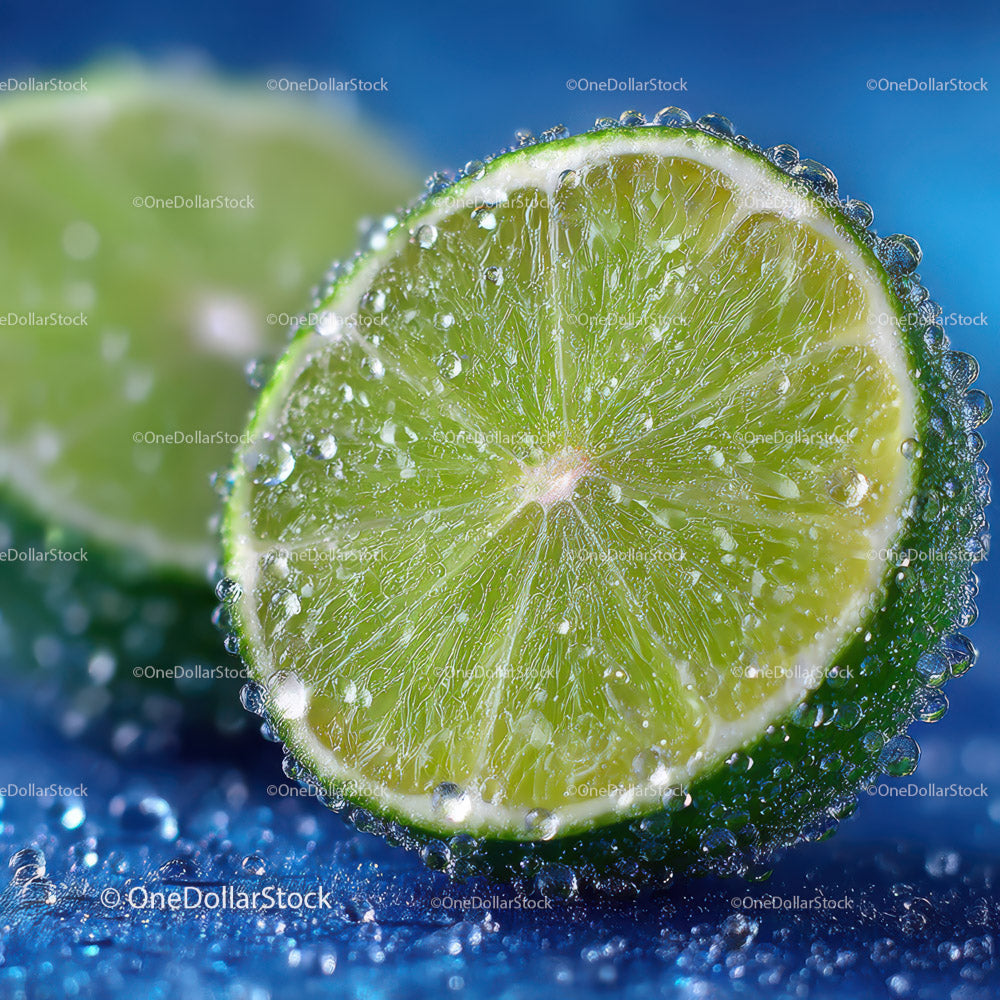 Freshly Cut Lime with Water Droplets for Refreshing Beverages
