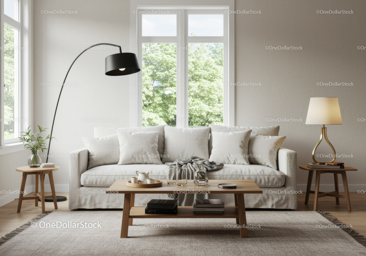 Przytulny salon w neutralnych barwach i z naturalnym światłem
