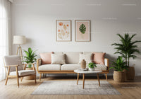 Cozy modern living room with natural decor elements