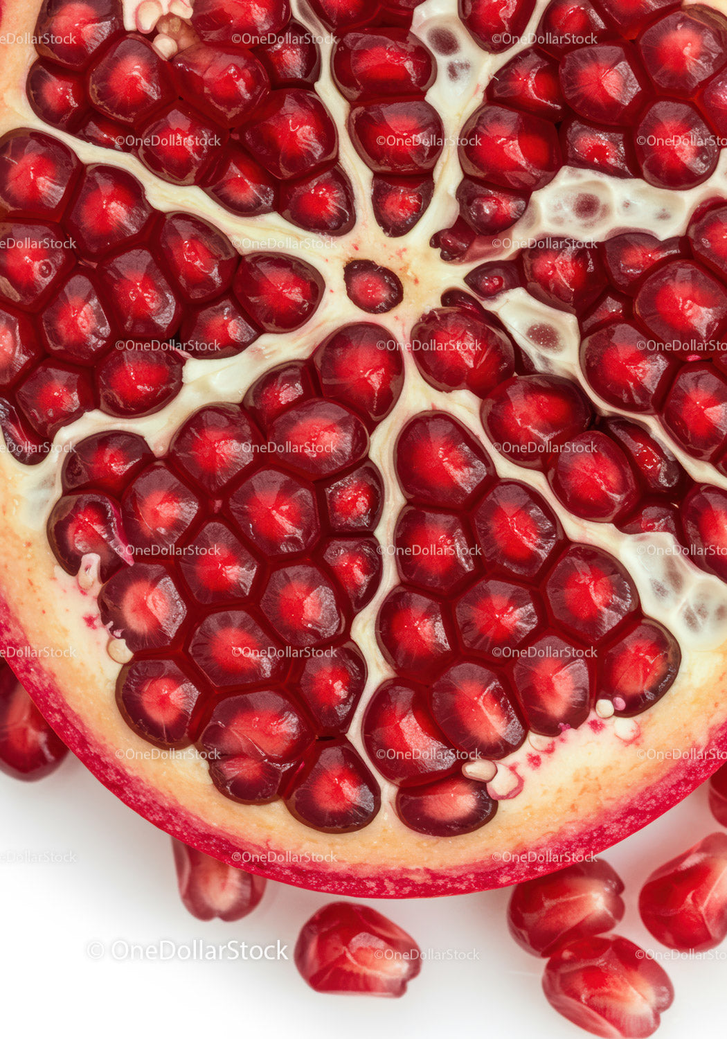 Close up of juicy pomegranate seeds with natural texture