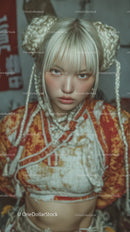 Young Woman with Braided Hair and Edgy Fashion in Urban Setting