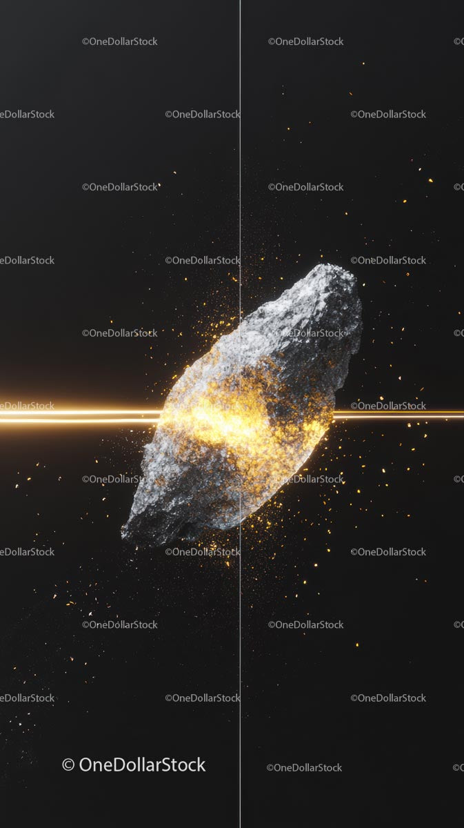 Asteroid Impact with Bright Cosmic Dust Explosion in Space