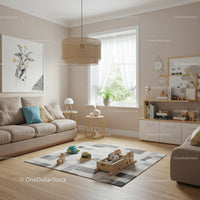 Bright Cozy Living Room with Beige Sofa and Natural Light