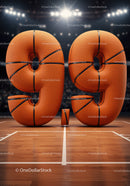 Sports Style Number Ninety Nine Made From Basketballs