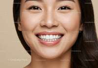 Close Up of Smiling Asian Woman with Healthy Teeth