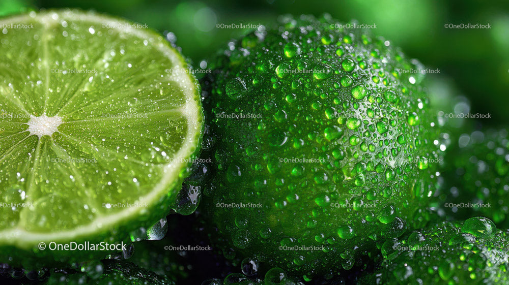 Świeża limonka z kroplami wody z bliska