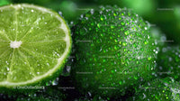 Fresh Lime with Water Droplets Close-Up