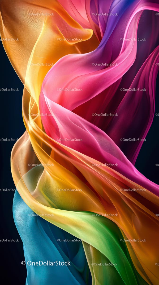 Vibrant Colorful Flowing Fabric Art Scene with Bright Hues