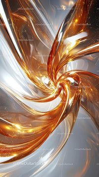 Abstract Digital Art with Gold and Silver Swirls for Modern Design