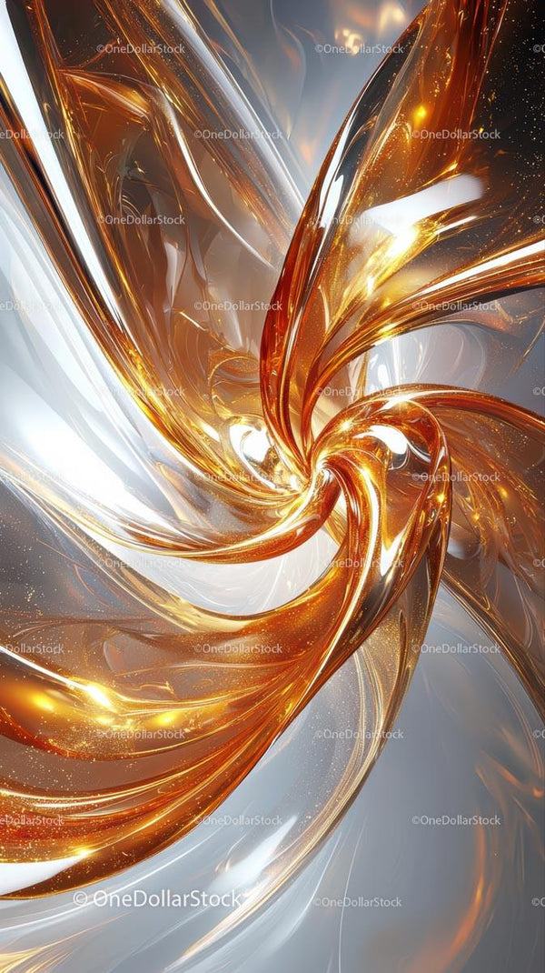 Abstract Digital Art with Gold and Silver Swirls for Modern Design