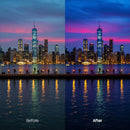 color grading preview with Cinematic Streets Neon LUT Pack