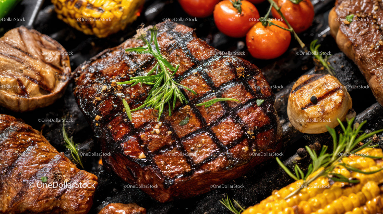 Juicy Grilled Steak with Cherry Tomatoes and Aromatic Herbs