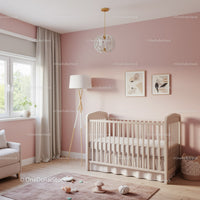 Cute Baby Nursery with Pink Wall and Modern Decor for Childs Room