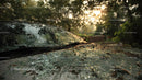 Abandoned Vintage Car with Broken Glass at Sunset