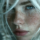 Close-Up of Freckled Young Woman with Bright Blue Eye