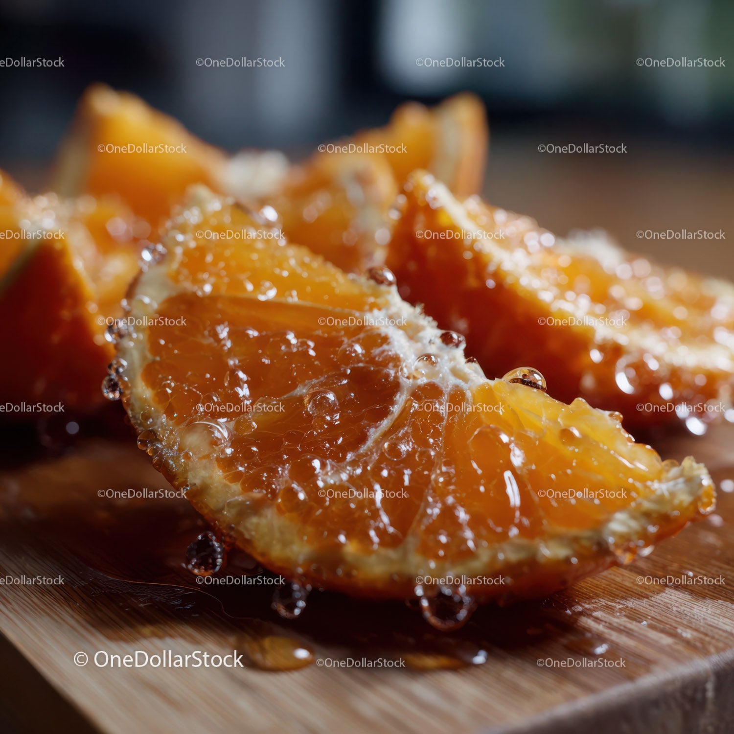 Close-up of Fresh Orange Slices with Juicy Segments