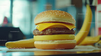 Juicy Cheeseburger with Lettuce Tomatoes and Melting Cheddar