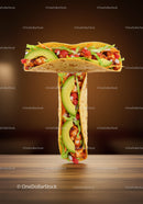 Tasty Chicken Avocado Tacos Arranged in Letter T