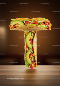 Tasty Chicken Avocado Tacos Arranged in Letter T