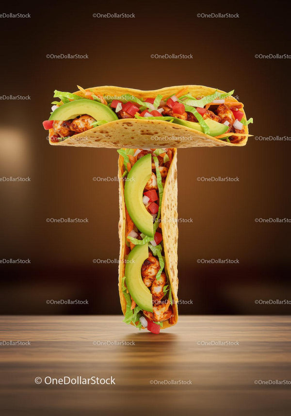 Tasty Chicken Avocado Tacos Arranged in Letter T