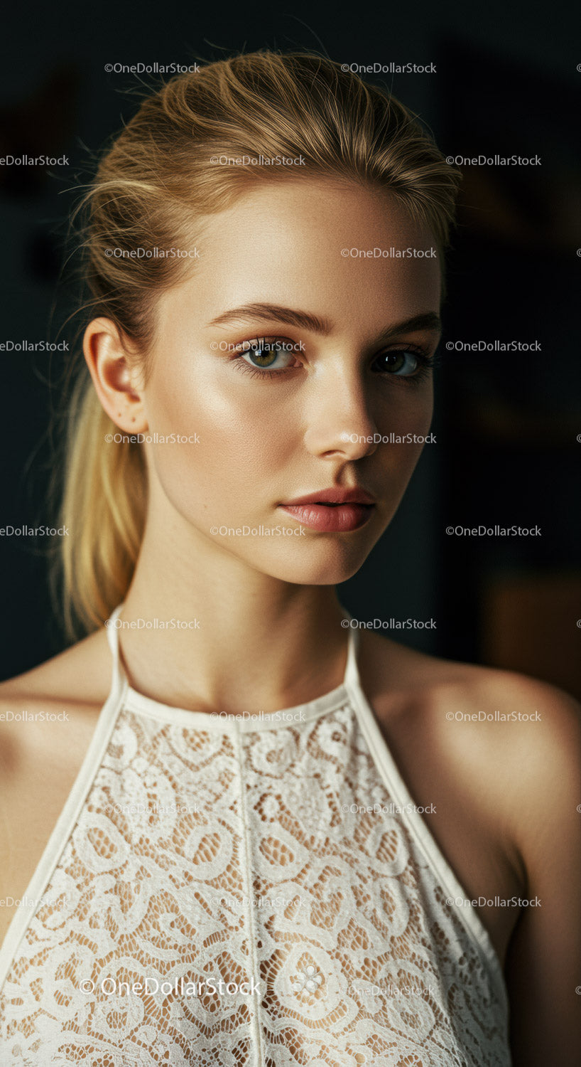 Stunning Young Woman with Elegant Style and Natural Makeup