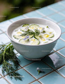 Refreshing Cucumber Yogurt Soup with Dill and Flowers
