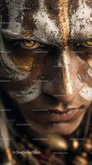 Close-up of An African Tribal Face with Gold Metallic Body Art