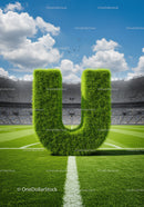 Green Grass Letter U Positioned on Soccer Field