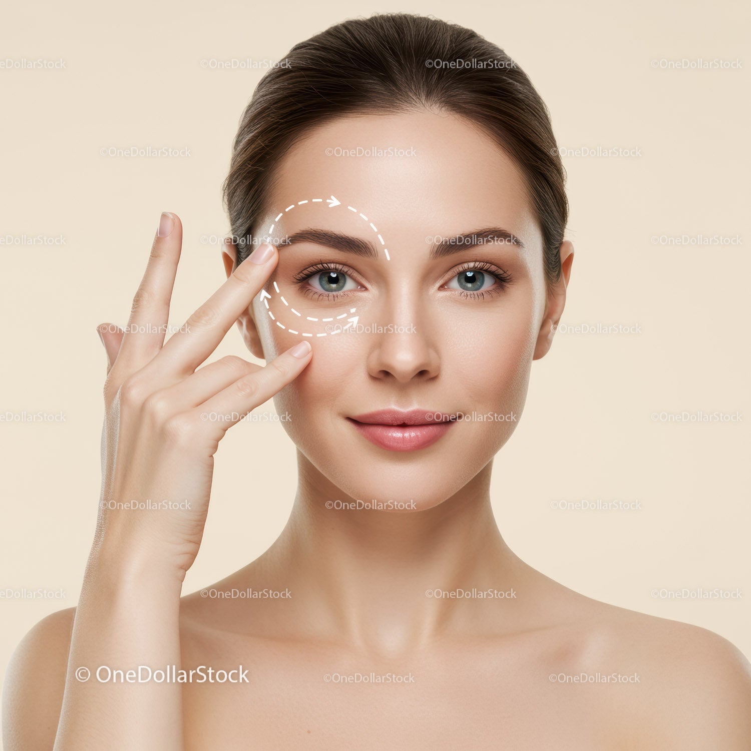 Young Woman with Clear Skin Performing Facial Skincare Routine