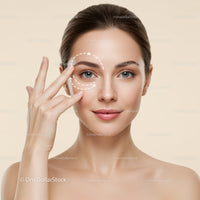 Young Woman with Clear Skin Performing Facial Skincare Routine