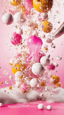 Vibrant Abstract Art with Colorful Splatters and Floating Shapes