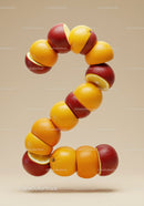 Number Two Composed of Vibrant Citrus Fruit Halves
