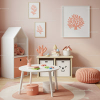 Modern Kids Playroom with Soft Pink Walls and Stylish Decor