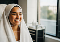 Happy Smiling Woman in Cozy Indoor Setting with Natural Light