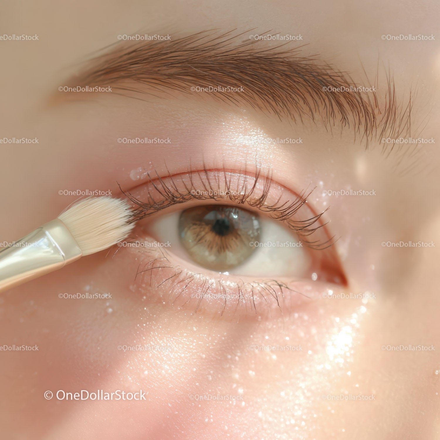 Close-up of Eye with Natural Makeup and Eyelash Enhancement