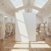 Minimalist bridal boutique with soft natural light