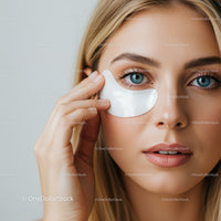 Young Woman Using Under Eye Patches for Skin Care