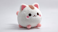 Cute Plush Cat Toy with Large Black Eyes and Pink Nose