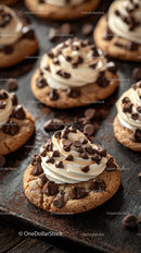 Chocolate Chip Cookies with Vanilla Cream and Chocolate Sprinkles