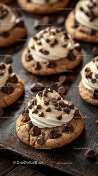 Chocolate Chip Cookies with Vanilla Cream and Chocolate Sprinkles