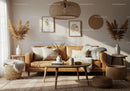 Cozy living room with natural textures and warm tones