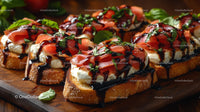 Delicious Tomato and Mozzarella Bruschetta with Basil and Balsamic Glaze